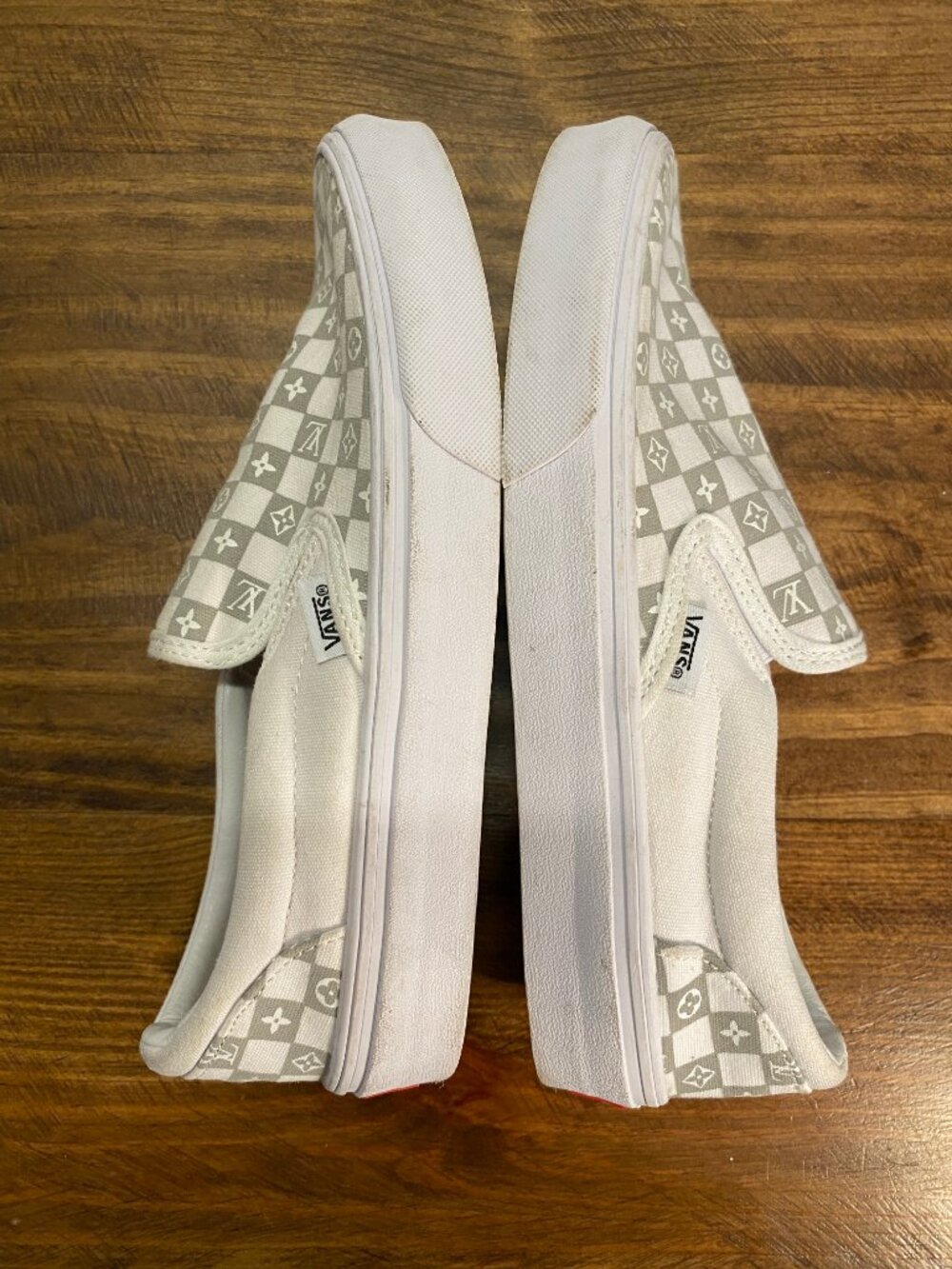 Vans - Classic Slip-On Custom Gray and White Checkerboard Shoes - Women's Size 7 - Picture 11 of 13